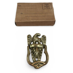 Vintage Virginia Metalcrafters Eagle Door Knocker 3.5" Brass w/ Box Home Decor